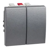 Переключатель 2-клавишный Schneider Electric ALTIRA, в кабель-канал монтаж, металлик