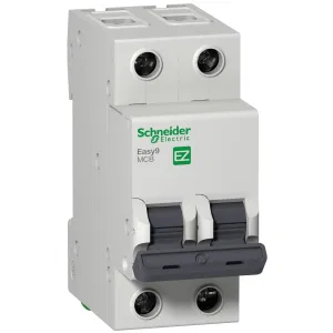 EZ9F34206 Автоматический выключатель Schneider Electric Easy9, 2 полюса, 6A, тип C, 4,5kA (ШНАЙДЕР) EZ9F34206 Автоматический выключатель Schneider Electric Easy9, 2 полюса, 6A, тип C, 4,5kA (ШНАЙДЕР)